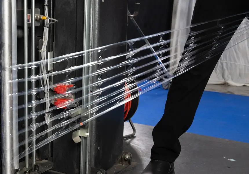 innovent on a pallet wrapper show casing maximum stretch